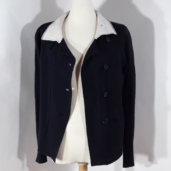 Banana Republic navy blue 3 button wool sweater - Picture 6 of 8